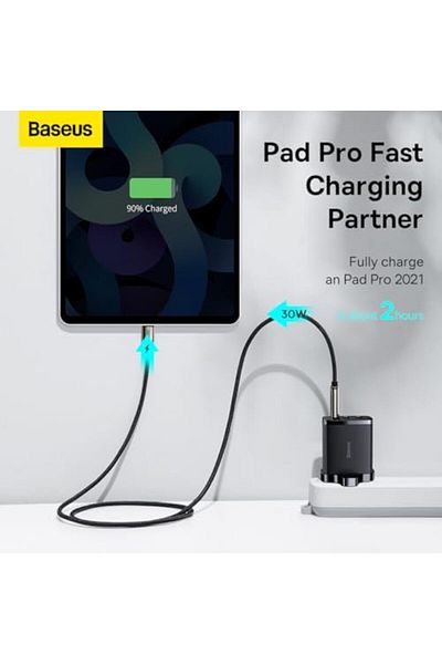 Baseus PD 30W Compact Fast Charger, USB C Charger Adapter, 3-Port Wall Charger Plug, Type C Charger