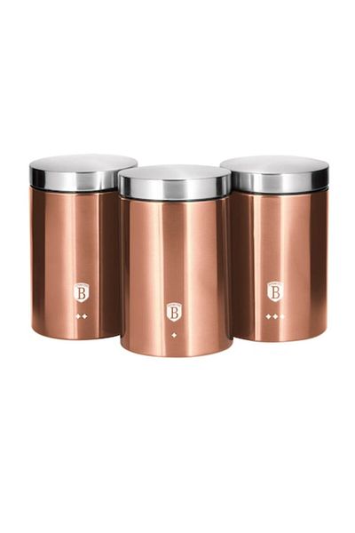 Berlinger Haus Set 3 recipiente pentru cafea, ceai si zahar Rose Gold Metallic Collection