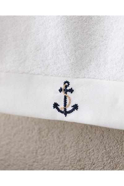 Madame Coco Ancre Вишитий 100% бавовняний рушник для обличчя - Білий - 50x76 см