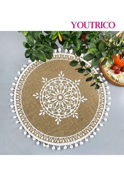Youtrico 1pcs,38-43cm,placemats, plate coasters,tablemat,woven jute,tassels,