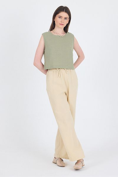 Rays Stone 100% Cotton Muslin Palazzo/Wide Leg Pants 8056A