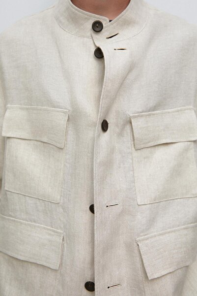 Massimo Dutti Baştan aşağı stil keten ince ceket