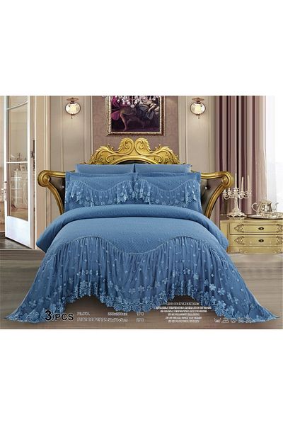 CHIRASO CHIRASO Bedspread Set, Fine Microfiber, with Embroidery, 3 Pieces, 220x280cm, 2 Pillowcases 50x70+5cm