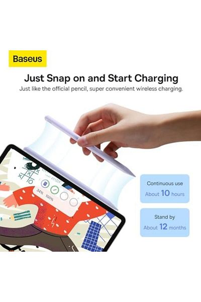 Baseus Pen for iPad 2018-2023, 2X Faster Charge/Palm Rejection Pen Compatible for iPad 10th~6th Gen,