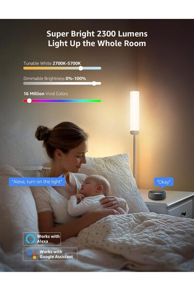 LEPRO O1 AI Floor Lamp, 2300LM Smart LED Standing Lamp, APP/WiFi, Alexa & Google Compatible, RGB+CCT