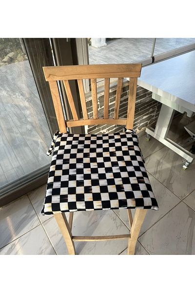 çataloğlu tekstil Καρέκλα μπαλκονιού κήπου με τετράγωνο καρό κάλυμμα μαξιλαριού (μόνο κάλυμμα) 45 x 45 μαξιλάρι μπροστινό κυψελωτό με κορδόνια