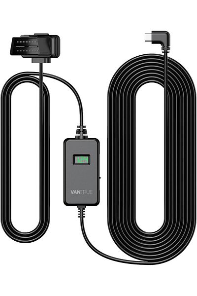 VANTRUE 10ft Type C USB LED Screen OBD Hardwire Power Cable, 3 Gear Shifting, Low Voltage Protection