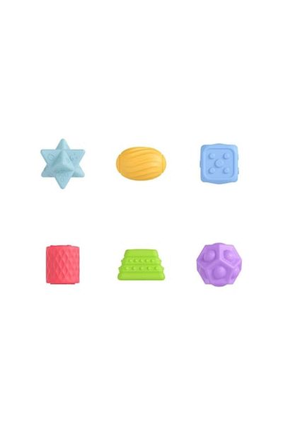 tumama Set 6 pieces geometric shapes, silicone blocks for babies, Tumama®, age 3 months+, light blue