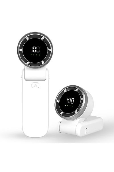 SKYDDAR INNOVATION Mini Portable Fan A9, LED Display, 5 Speeds, USB-C, 5000mAh Battery, Silent and Rechargeable, White