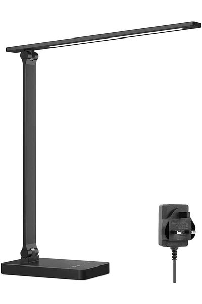 LEPRO Desk Lamp, LED Desk Lamp with Power Adapter, 9.2W 750lm, Dimmable Desk Lamps Office, 5 Brightn