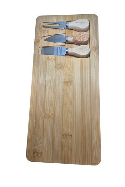 Eşya Dünyası Bamboo Cheese Serving Plate Fruit Food Wooden Serving Plate 4 Pieces