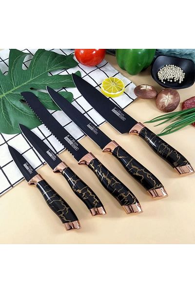OEM Stainless steel knife set with elegant marbled stand