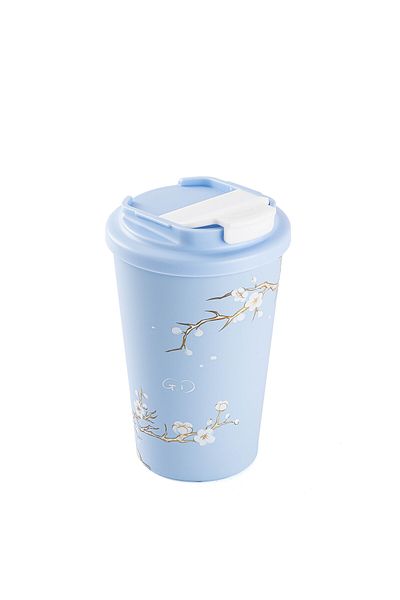 Tantitoni Kake Blue Sakura Patterned Stainless Steel Thermos Cup 380ml