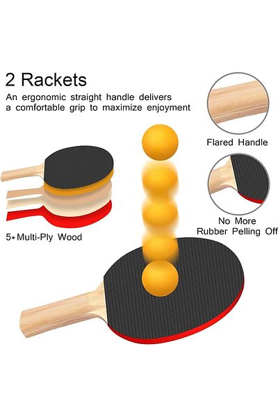 Janissary Table Tennis Set Racket + Table Tennis Net + 3 Balls Portable 170 cm Compatible with All Tables