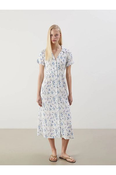 LC Waikiki Xside White Floral Shirt Dress