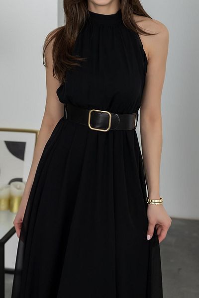 Neşeli Butik Women Halter Neckline with Belt Chiffon Dress Nbmy3734