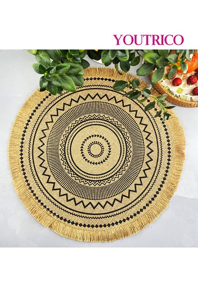 Youtrico 1pcs,38-43cm,placemats, plate coasters,tablemat,woven jute,tassels,