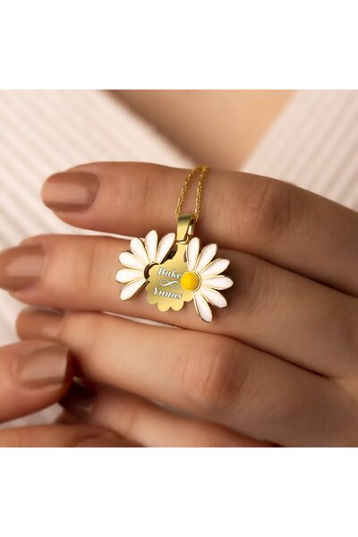 İNDİGO TAKI Işıklı Kutuda İsimli Açılan Papatya Altın Kaplama Gümüş Kolye