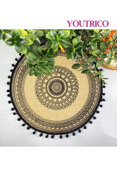Youtrico 1pcs,38-43cm,placemats, plate coasters,tablemat,woven jute,tassels,