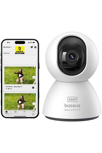 Baseus كاميرا أمان داخلية P1، كاميرا واي فاي بدقة 4 ميجابكسل بدقة 3K مع التحكم في التطبيق، ورؤية ليلية، وكشف الحركة