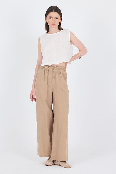 Rays Mink 100% Cotton Muslin Palazzo/Wide Leg Trousers 8056A
