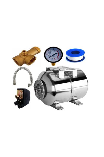 COBI SMART® Water pump kit, 24 L stainless steel, includes pressure switch, manometer, 5-way bronze connection, stainless steel connection hose