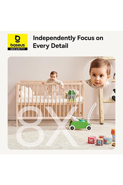 Baseus كاميرا أمان داخلية P1، كاميرا واي فاي بدقة 4 ميجابكسل بدقة 3K مع التحكم في التطبيق، ورؤية ليلية، وكشف الحركة