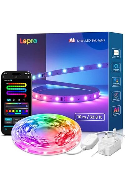 LEPRO S1 AI Smart Rainbow LED Strip Light 10M, 30 LEDs/M, Music Sync, Works with Alexa & Google Home