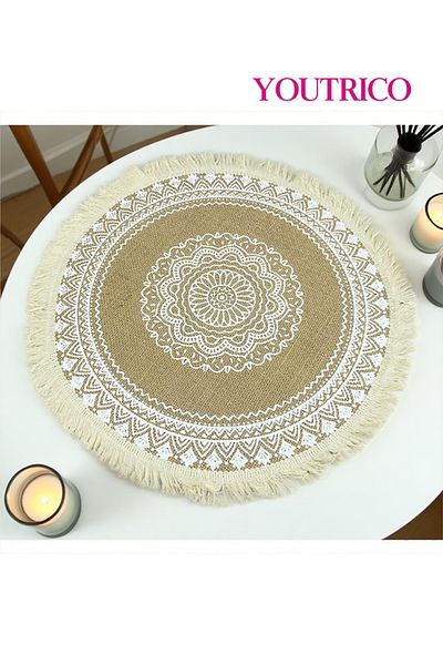 Youtrico 1pcs,38-43cm,placemats, plate coasters,tablemat,woven jute,tassels,