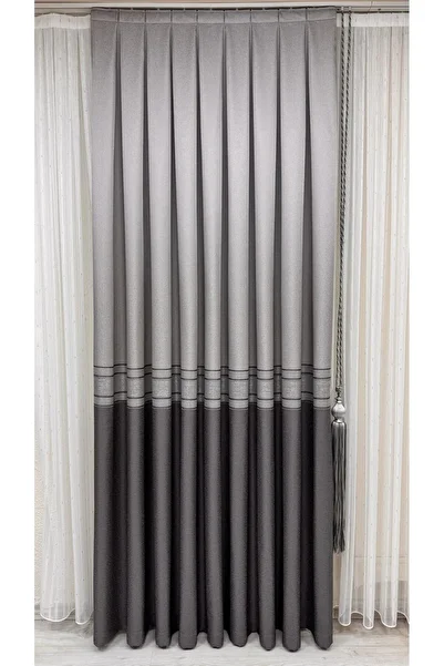 Fon Dünyası Panel Background Curtain Striped Gray Anthracite (Single Wing)