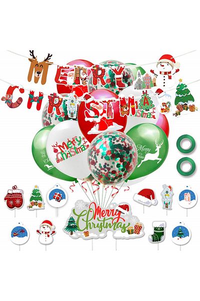 Yisscen Christmas decoration set, paper/latex, multicolor, 34 pieces