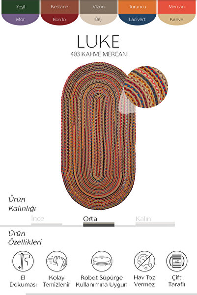 Cool Halı Luke Renkli Yıkanabilir Oval Mutfak Halısı Dekoratif Leke Tutmayan Hasır Tezgah Önü Mutfak Paspası