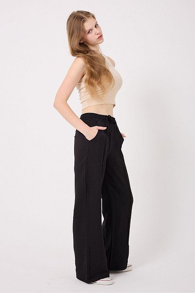 Irmak Kerekli Women's Linen Blend Palazzo Long Leg Loose Cut Trousers 1607