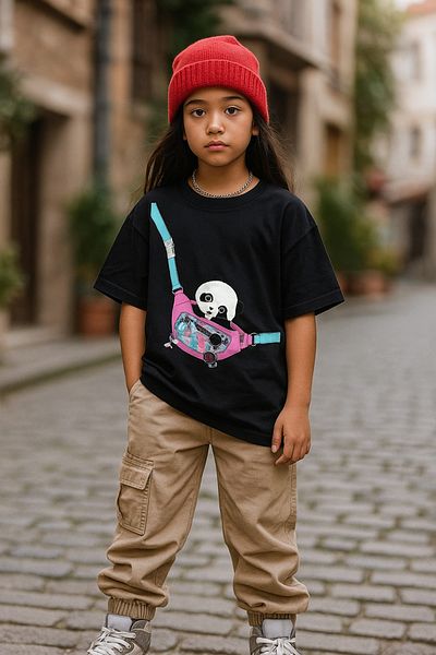 Touz Moda Cute Panda Kids Design Unisex Oversize T-Shirt
