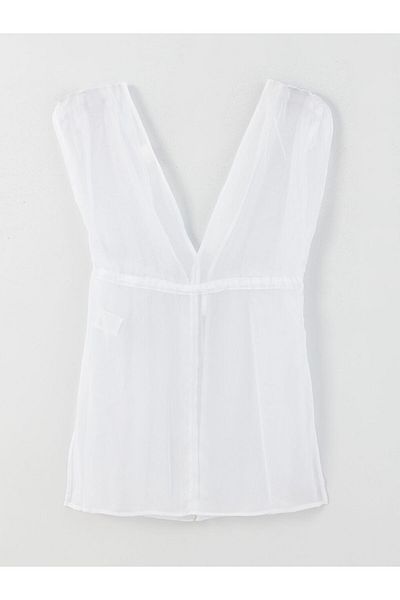 LC Waikiki Lcw V-Neck Embroidered Women's Beach Dress Fast Fashion