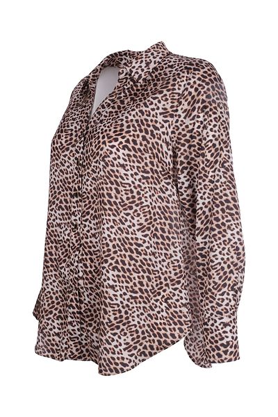 Ekol Γυναικεία Μπλούζα Leopard Plus Size 25ekl02533
