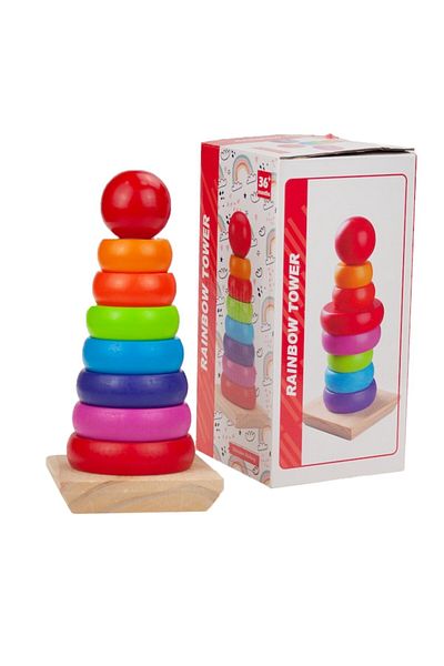 OEM Montessori Sorting Pyramid, Wooden, Multicolor, 19 cm