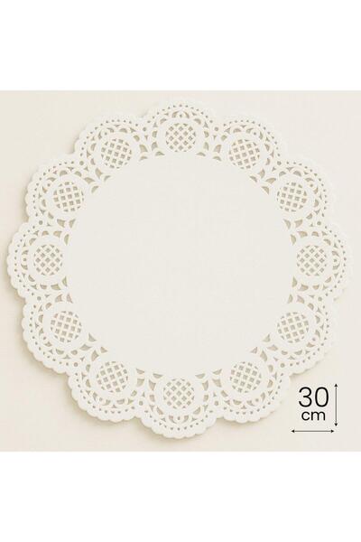 Dolphin Dantel Görünümlü Kağıt Tabak Altlığı - 30 Cm. - Beyaz Dantel Kağıt - ...