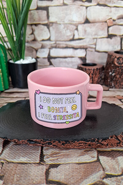 qoeuyl boutique لا أشعر بالبونيتا، أشعر بالتوتر، كوب كوميك مربع بمقبض وردي