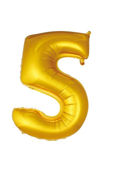 Trend Hediye Sepeti Foil Balloon 5 Number Helium Balloon 76 cm Gold Color - 5 Year Old Balloon - 5 Number Balloon