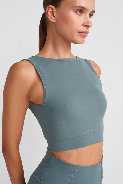 COMEUP Εμβληματικό μπλε μπλουζάκι με ριμπ υφή και επένδυση στο στήθος