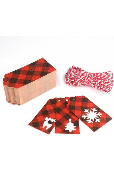 G2plus Set of 150 G2PLUS string labels, paper/cotton, red/black/white, 4.5 x 4.5 cm