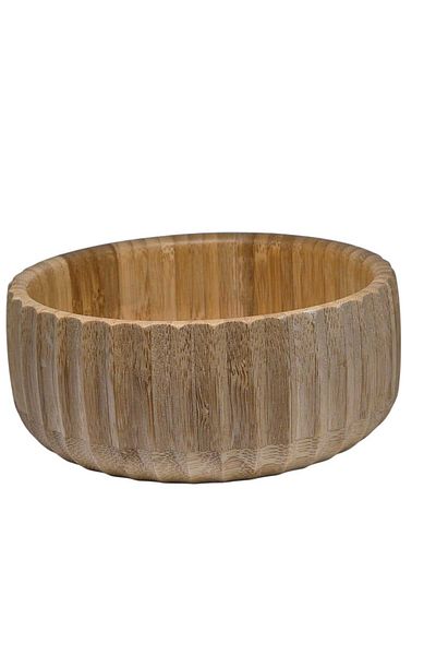 Eşya Dünyası Bamboo Round Bowl Curve Snack Bowl Salad Bowl Stylish Tables