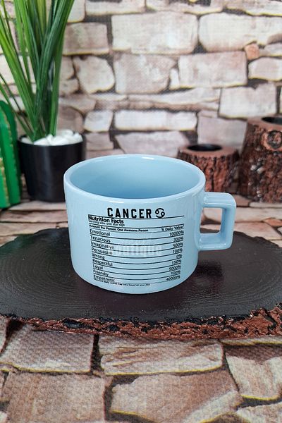 qoeuyl boutique Cancer Zodiac Sign Cancer Nutrition Facts Funny Square Cup with Handle Blue Mug Cup