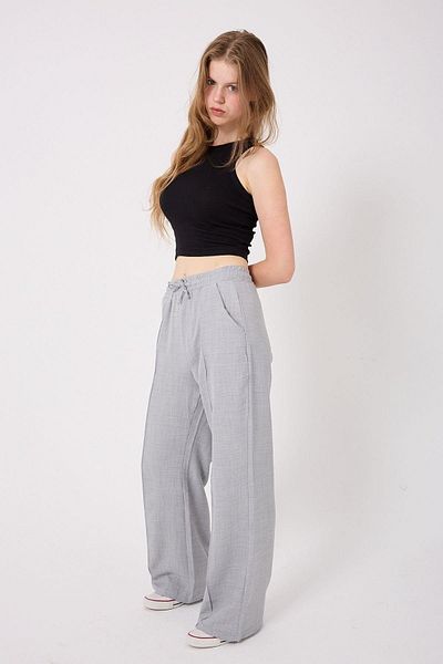 Irmak Kerekli Women's Linen Blend Palazzo Long Leg Loose Cut Trousers 1607