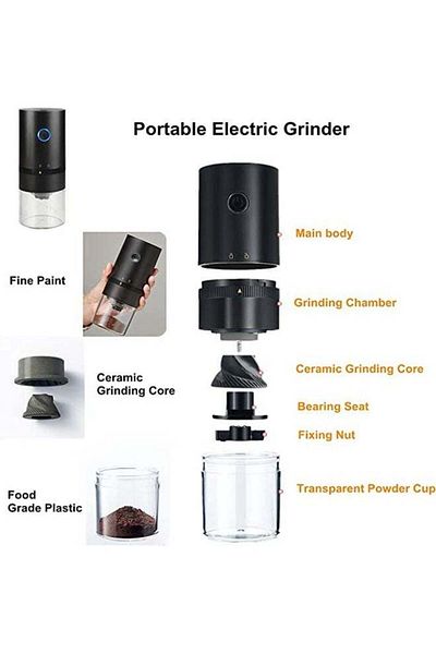 COOYA USB Coffee Grinder, Portable Electric Burr Grinder,Automatic Bean Grinder,Black
