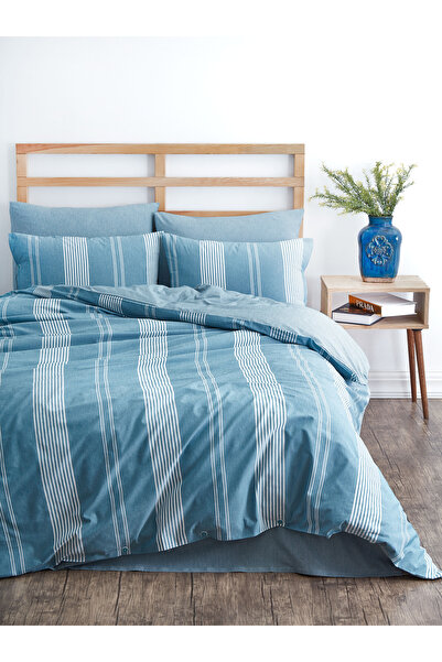 HOME MOD STORE طقم غطاء لحاف مفرد منسوج طبيعي مع غطاء وسادتين