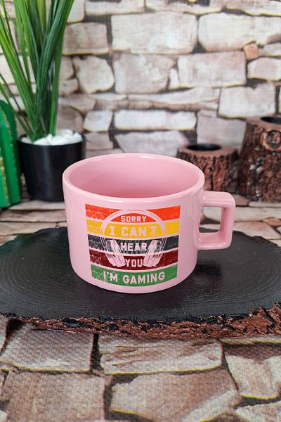 qoeuyl boutique Sorry I Cant Hear You I Am Gaming Gamer Square Cup with Handle Pink Mug Cup