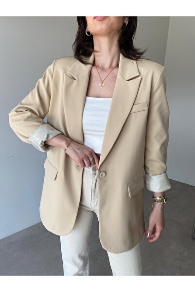 Bade Butik Jachetă blazer cu un singur nasture, nudă