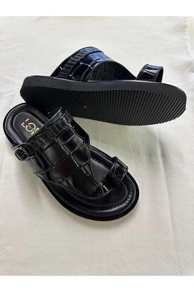 Serhat Özköroğlu Lfr-6142 Croco Roller Slippers Black